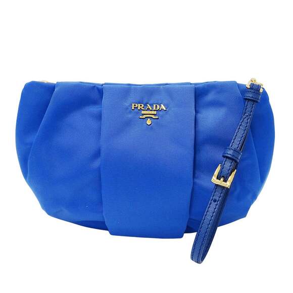 Prada Pouch for Men and Women Tessuto Nylon Blue 1N1503 Cosmetic Pouch S...